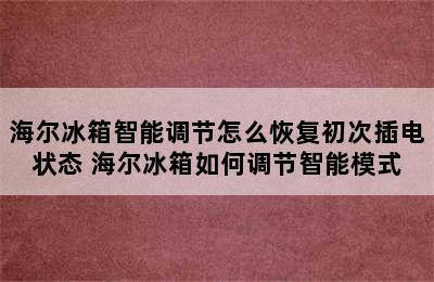 海尔冰箱智能调节怎么恢复初次插电状态 海尔冰箱如何调节智能模式